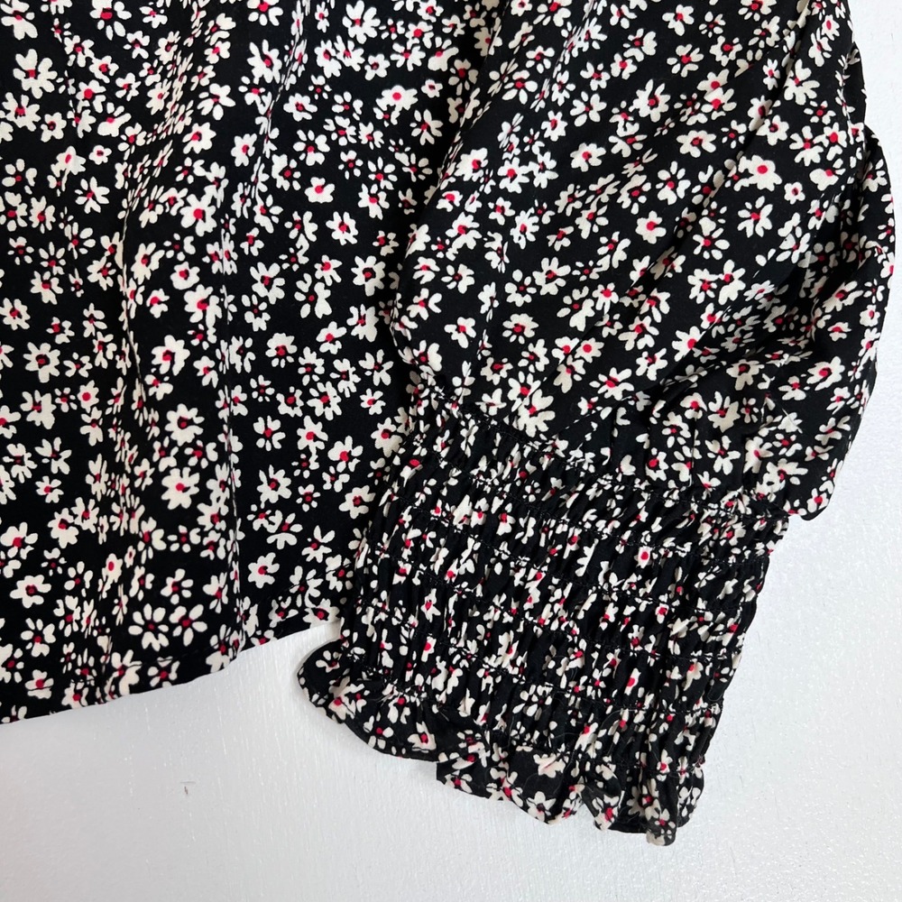 GAP NWT XL Black Floral Mock Neck Tie Blouse Dark Academia Cottagecore - Picture 10 of 12